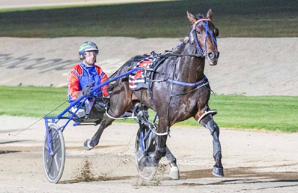 FIRST LEG: Bar Room Banta races away with the $20,000 Shakamaker Classic for 2yos at Melton. Picture: Stuart McCormick