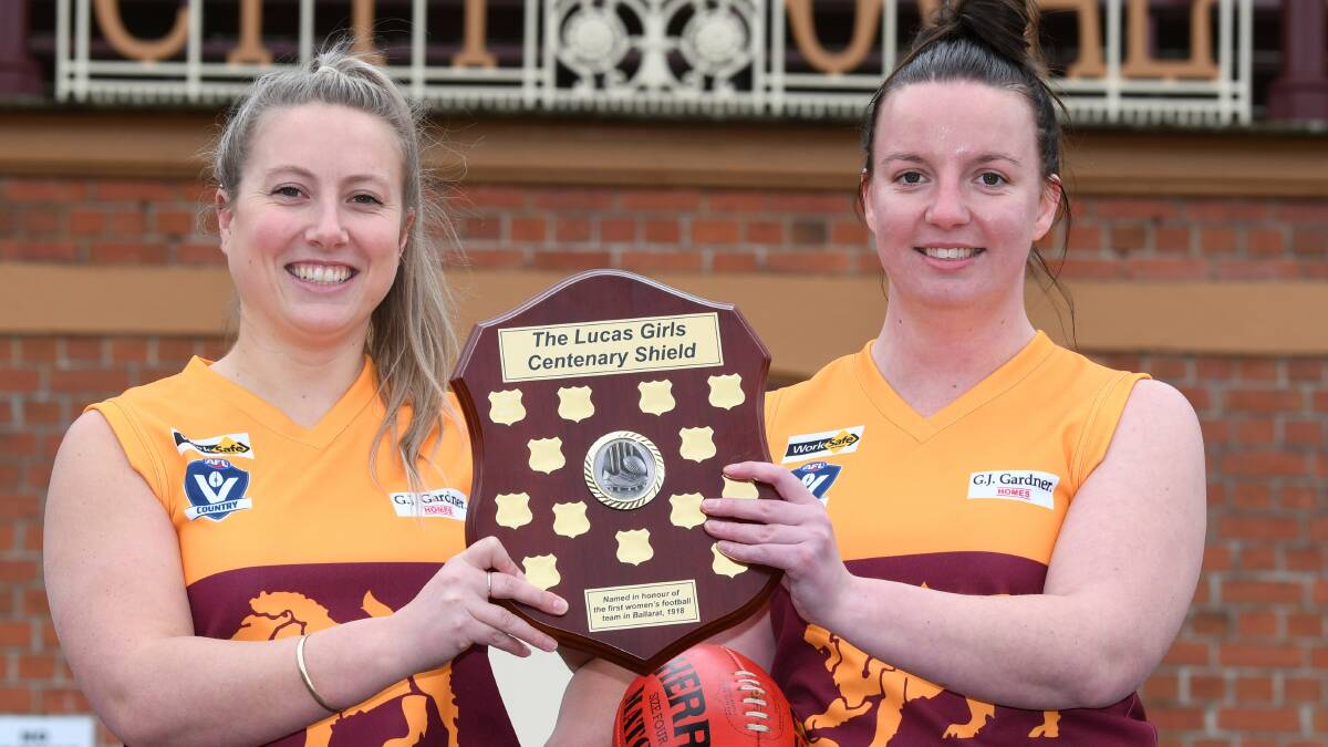 HOLDERS: Redan co-captains Georgie Hassell and Erin Burns with the Lucas Girls Centenary Shield. Picture: Lachlan Bence