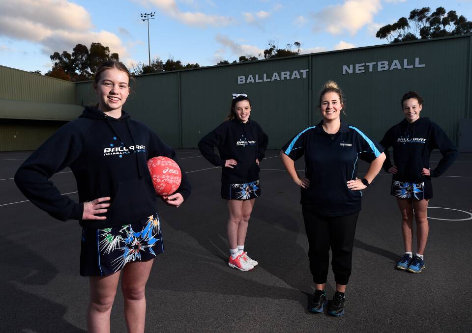 READY: BNA talent squad Olivia Ashby, Abbie OBrien, Kiya Eberle and coach and Sadie Cheesman are set to return to outdoor training. Picture: Adam Trafford