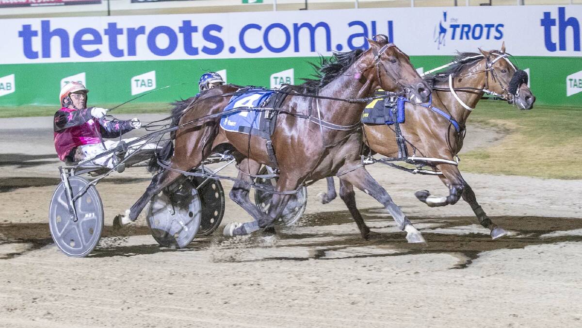 Poster Boy (Chris Alford) races to victory in the group 1 4yo Bonanza at Melton. Picture: Stuart McCormick, HR