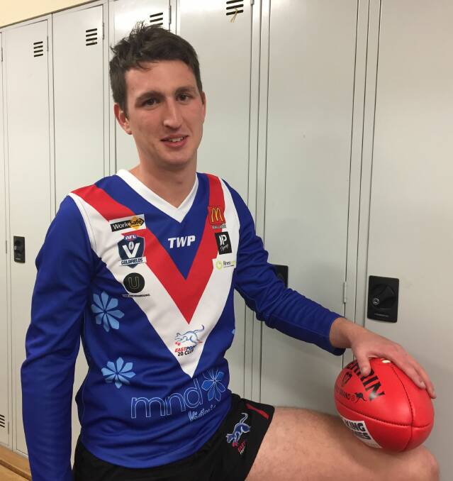 SPECIAL DAY: Mitch Walsh in the East Point MND jumper he designed for Saturday's match against Bacchus Marsh.
