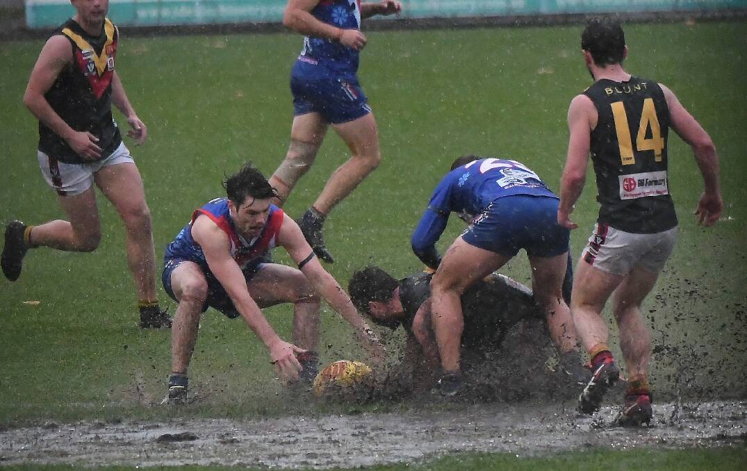 The Eastern Oval's cricket pitch square was testing for East Point and Bacchus Marsh players. Picture: Lachlan Bence