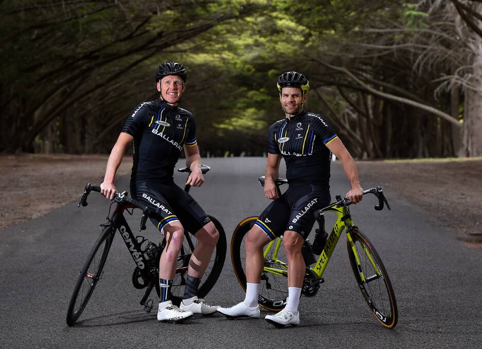 PRIMED: Ballarat Sebastopol Cycling Club members Tim Canny and Craig Lee all set to tackle the Fred Icke Road Race. Picture: Adam Trafford 