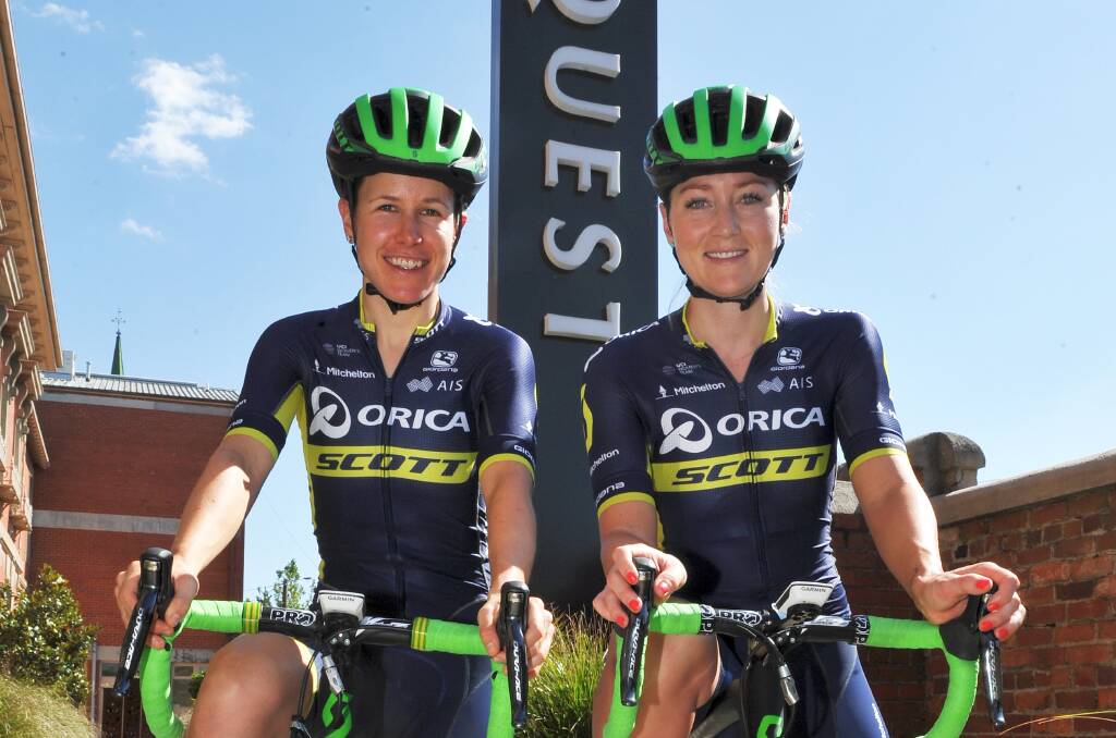QUEST FOR GOLD: Teammates Amanda Spratt, left, and Gracie Elvin are each chasing a third national road race title at Buninyong on Sunday. Picture: Lachlan Bence   