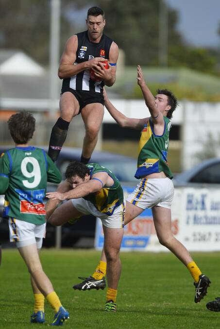 MARK OF THE YEAR: Darley ruckman Dylan takes a screamer in the opening quarter against Lake Wendouree at Darley Park. Picture: Dylan Burns