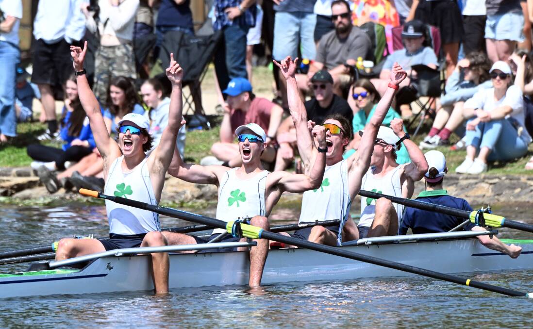 St Patrick's College celebrated a Ballarat Head of the Lake victory on Sunday, but it has been quickly back to work preparing for the Rowing Victoria state championsships on Lake Wendouree. Picture by Kate Healy.
