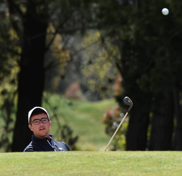 EYES ON THE BALL: South African Thinus Rosslee watches his shot during round two of competition at Ballarat Golf Club on Wednesday. Rosslee shot a round of +8. Picture: Lachlan Bence.