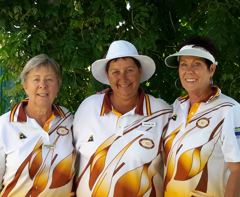 PROGRESSED: Janine Roberts, Michelle Tait and Kerry Watts from City Oval will represent BDBD in the state finals.
