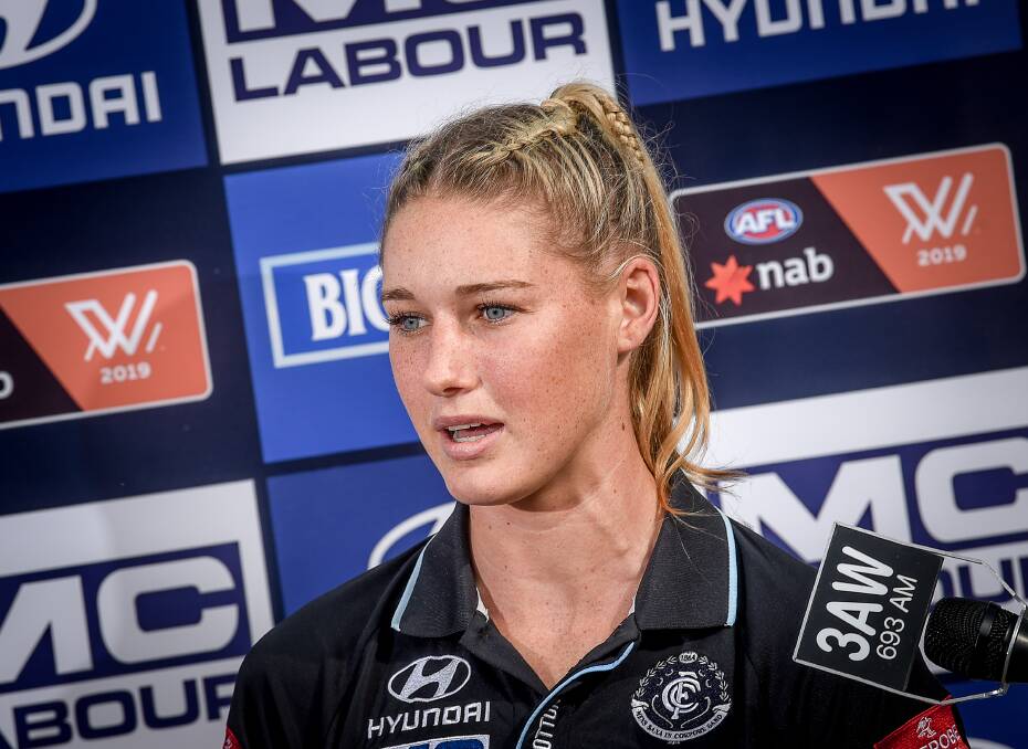 STANDING UP: Tayla Harris put the focus back on the abuse and on gender equality in general. Picture: Justin McManus