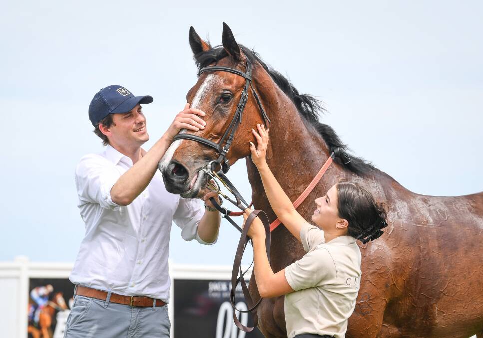 Matt Cumani with Inari after winning the McGrath Estate Agents Fillies and Mares Mdn Plte, at Geelong last week. Picture: Reg Ryan/Racing Photos