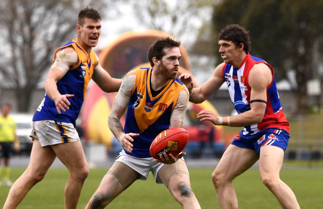 Sebastopol's Michael Powell looks for an option during the 2019 grand final. Picture: Adam Trafford