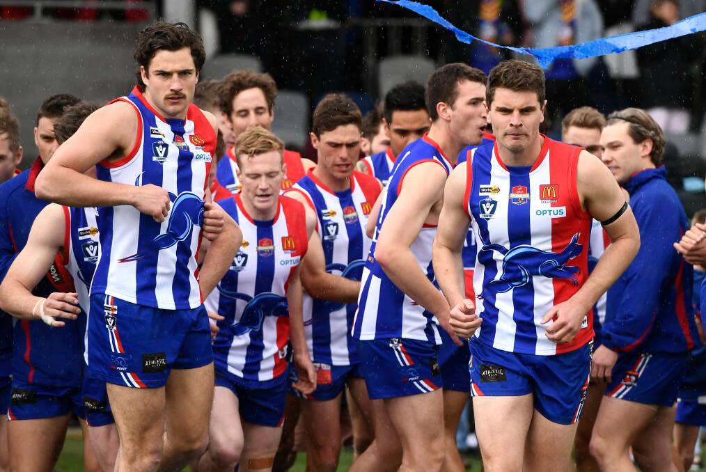 East Point runs out for the 2019 grand final. Picture: Adam Trafford