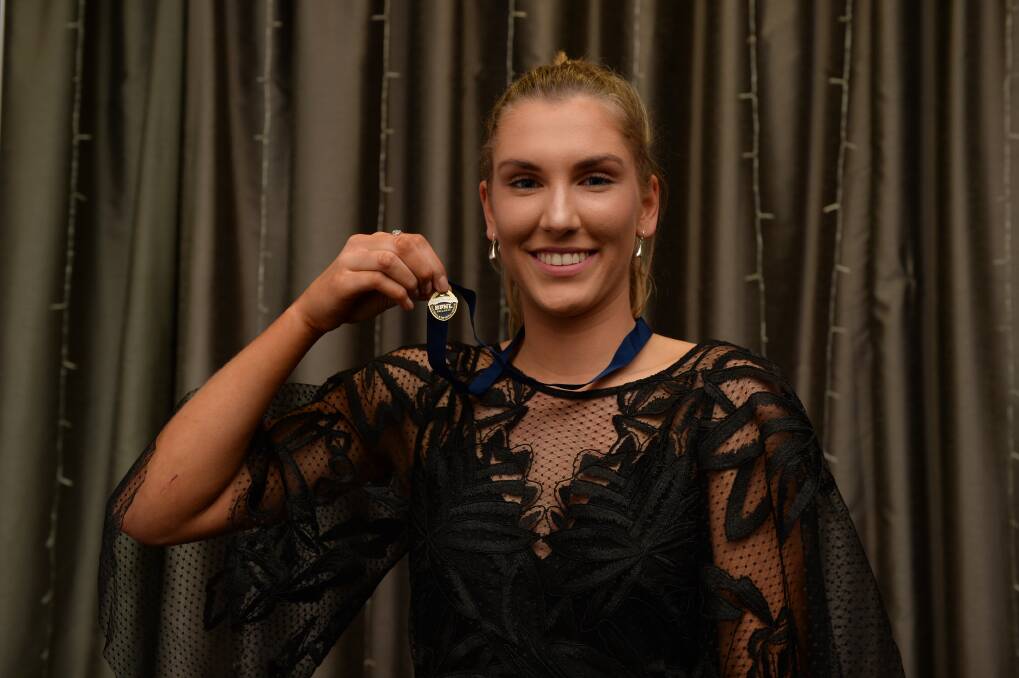 STAR: Madison Selmon celebrates her 2019 Sally McLean Medal win. Picture: Kate Healy