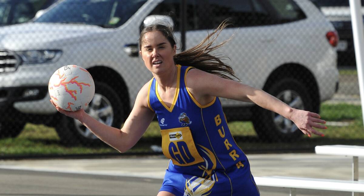 PASS: Sebastopol defender Nikki Allen looks to move the ball up the court. Picture: Lachlan Bence