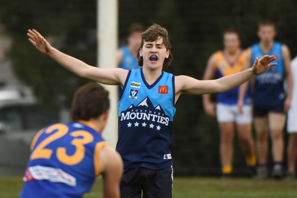Mount Clear's Xavier Byrne in action during the 2021 under-17 BFNL season. Picture: Kate Healy