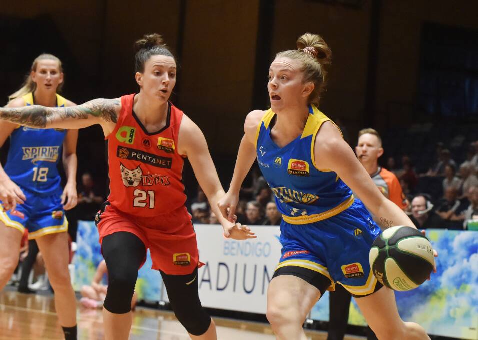 MOVE: The Perth Lynx, pictured playing against the Bendigo Spirit, will set base in Ballarat. Picture: Darren Howe