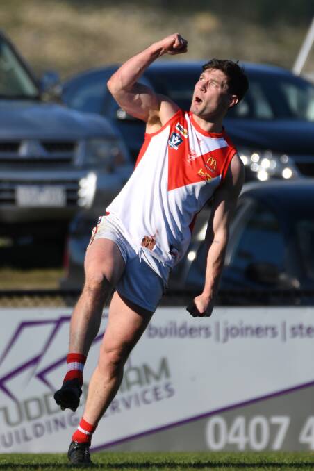 Ballarat's Jake Dunne celebrates a goal. Picture: Kate Healy