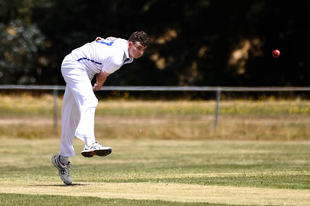 Simon Ogilvie bowls during Golden Point's clash with Naps-Sebas. Picture by Adam Trafford.