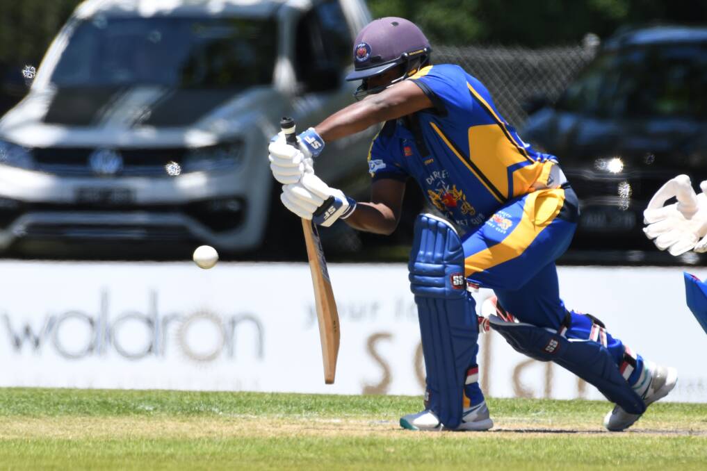 Darley opener Dilan Chandima moved past 500 runs for the Ballarat Cricket Association season with an unbeaten half-century. Picture by Kate Healy.