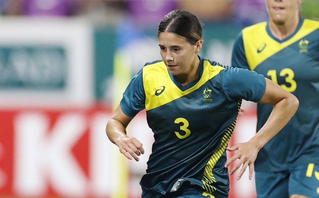 Kyra Cooney-Cross was a second-half substitute in Australia's 4-2 loss to Sweden. Picture: Kyodo News via AP