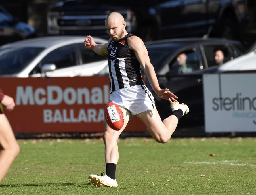CLOSELY MONITORED: Darley captain Brett Bewley had his quietest game of the season after receiving heavy attention from East Point star Matt Johnston. Picture: Lachlan Bence