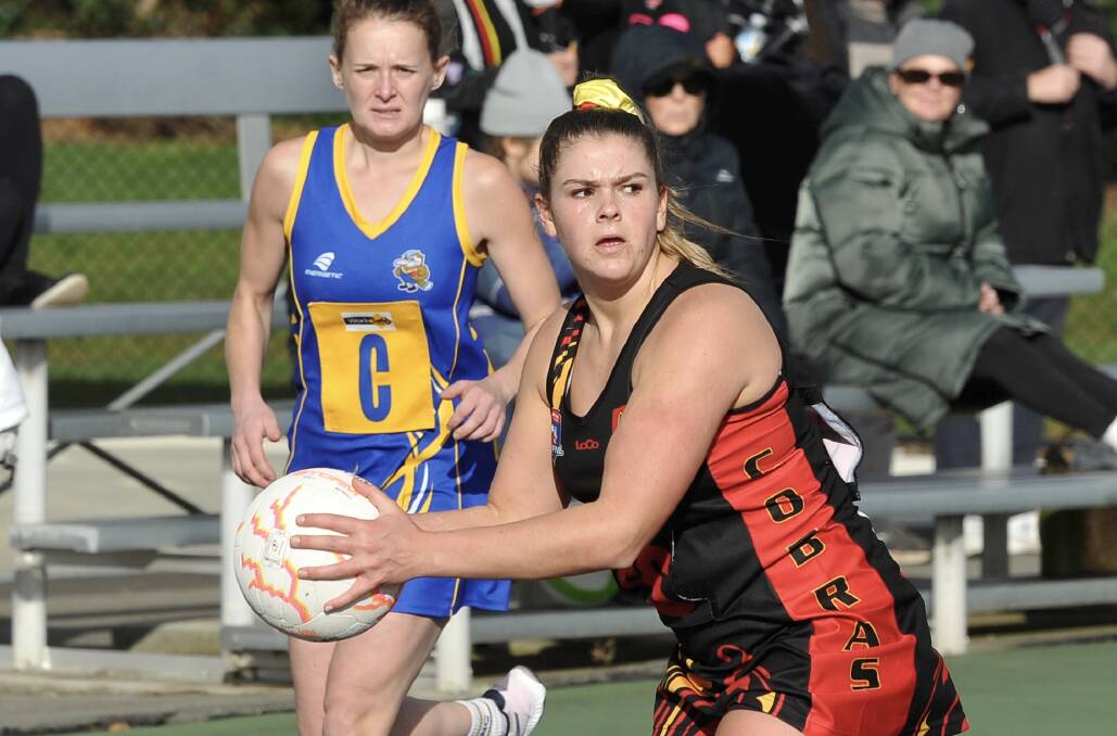 Bacchus Marsh' Amy Dixon Rielly in action against Sebastopol. Picture: Lachlan Bence