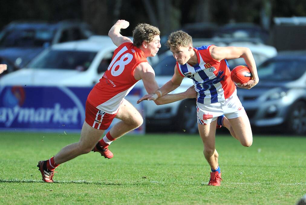 East Point's Jake McQueen kicked two goals on his return from injury. Picture: Lachlan Bence