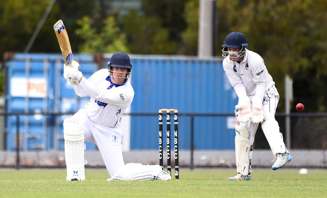 ATTACK: Golden Point's Joshua Pegg drives one through the covers. Picture: Adam Trafford