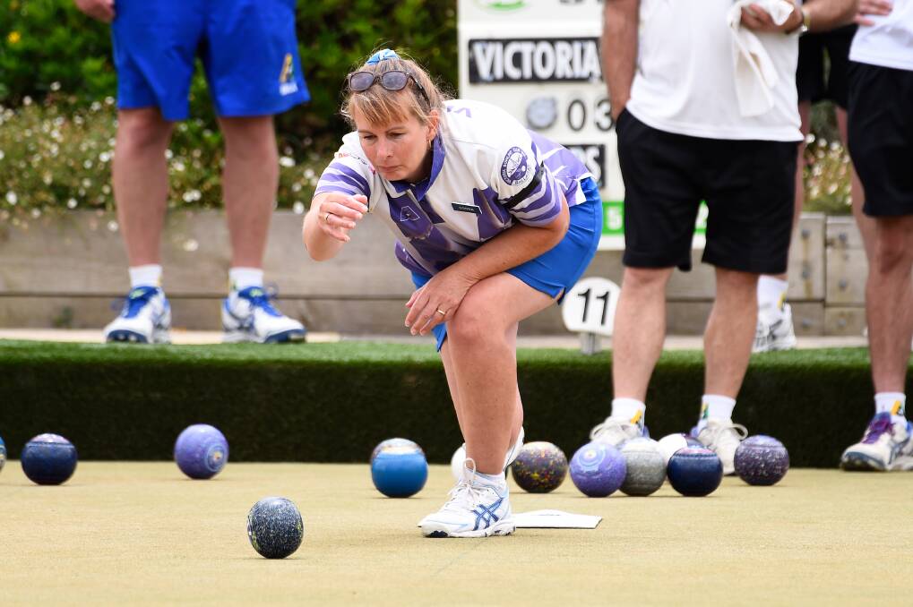 Victoria's Donna Leeson in action during a win against Creswick. Picture: Adam Trafford