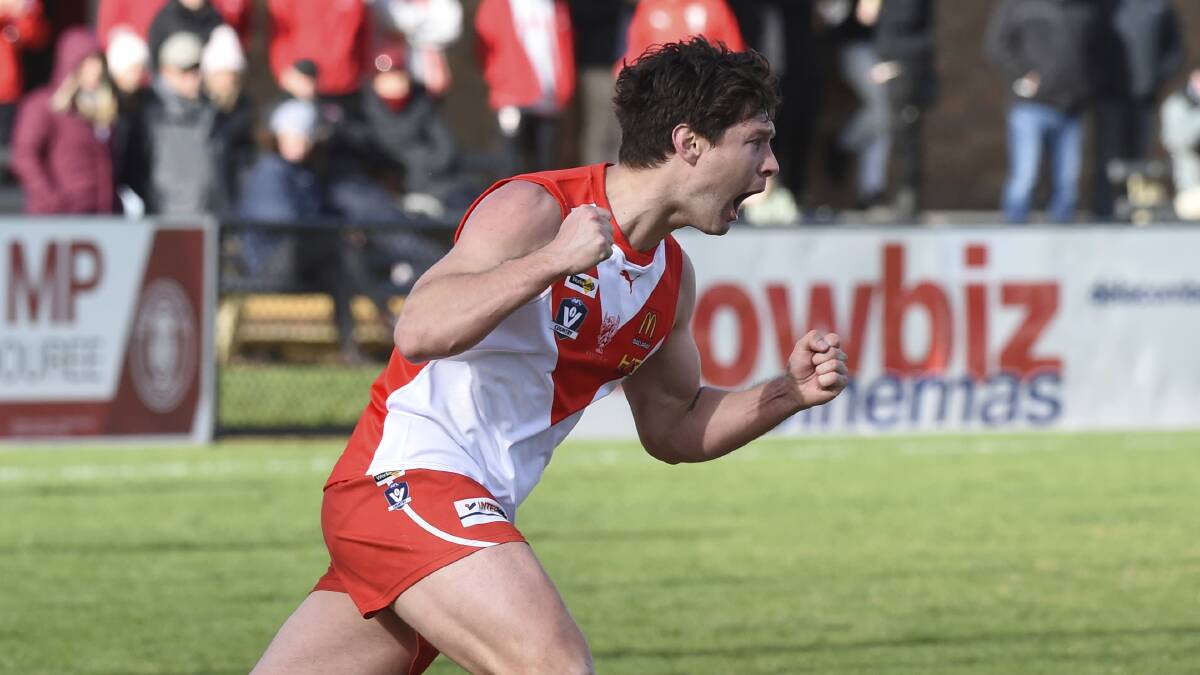 Jake Dunne, pictured earlier this season, kicked three goals for the Swans. Picture: Lachlan Bence