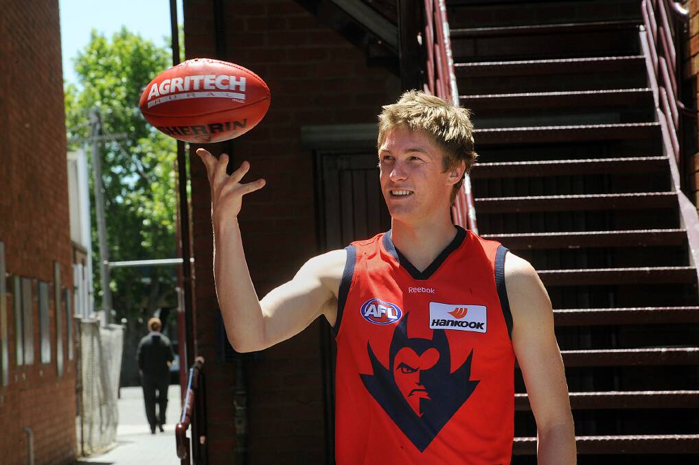 HUMBLE BEGINNINGS: Tom McDonald after being picked up by Melbourne in the 2010 draft. Picture: File