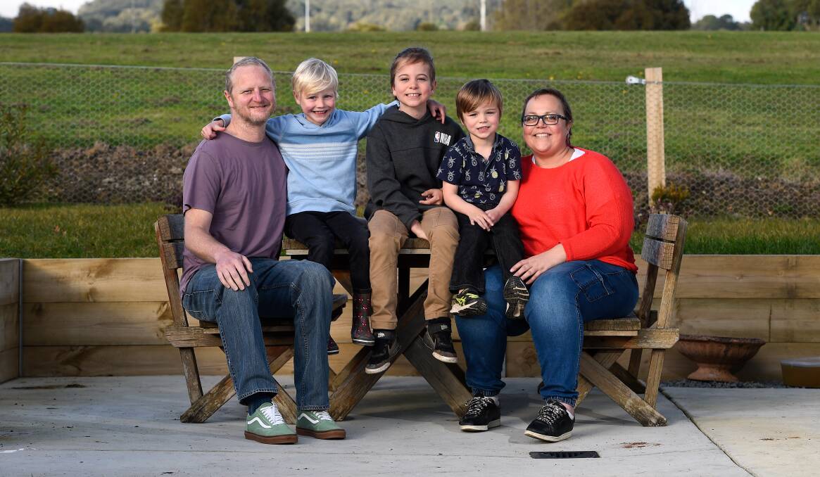HELP FROM MATES: Toni Smith (right) pictured with husband Lincoln and kids Clancy, Rafferty and Sullivan. Picture: Adam Trafford