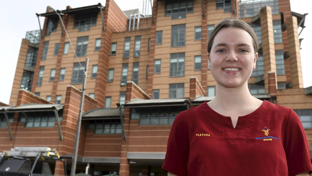 Fletcha Bryan-Wakeling is an ACU nursing student working as a RUSON (registered undergraduate student of nursing) at Ballarat Base Hospital. Picture by Lachlan Bence