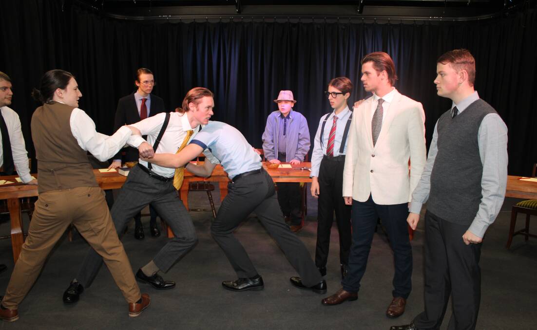 DRAMA: Tension erupts in the jury room in St Patrick's College production of Twelve Angry Men. Picture: supplied