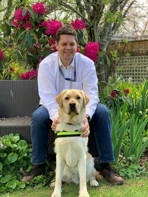 EYES: Tony Clark says his guide dog Zorro has given him new confidence to move around Creswick. Picture: supplied