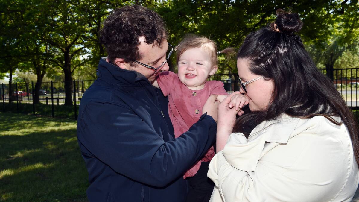LOVE: Benny and Amanda Stewart spent agonising months waiting for a diagnosis for Sophie, now 15 months. Picture: Kate Healy