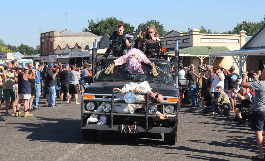 PARADE: The Mad Max convoy leaves Clunes on its way to the celebrate the 40th anniversary of the iconic Australian movie in Carisbrook. Picture: Rochelle Kirkham
