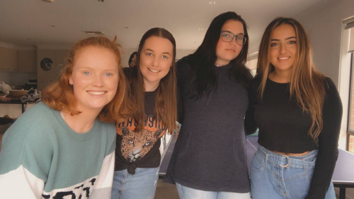 SUPPORT: Claire Johnstone, Bianca Hendry, Shyanalea Hatchett and Alisha Eliades have been buoyed by the community support shown to them after thieves ransacked their Winter Valley home.