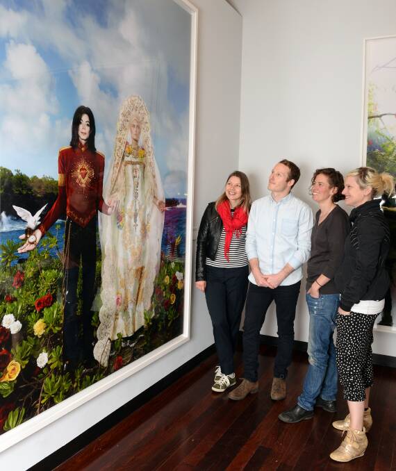 LAST CHANCE: Aldona Kmiec, Tom Burgess, Michelle Dunn and Alison Shirley take advantage of a two for one entry deal for Ballarat residents during the last week of the David LaChapelle exhibition at the Art Gallery. Picture: Kate Healy