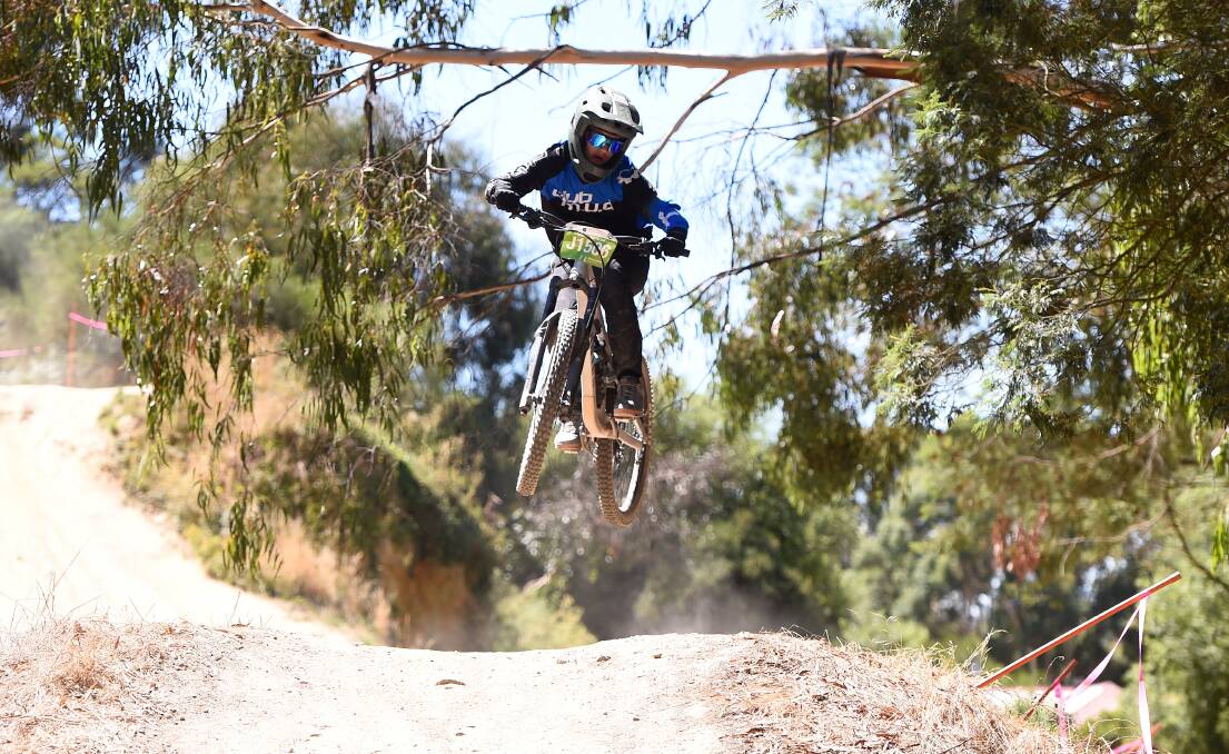 Competitors tackled the downhill mountain bike trails of Black Hill during the FECRI Ballarat Cycle Classic's Gravity Enduro Jam event. Picture by Adam Trafford
