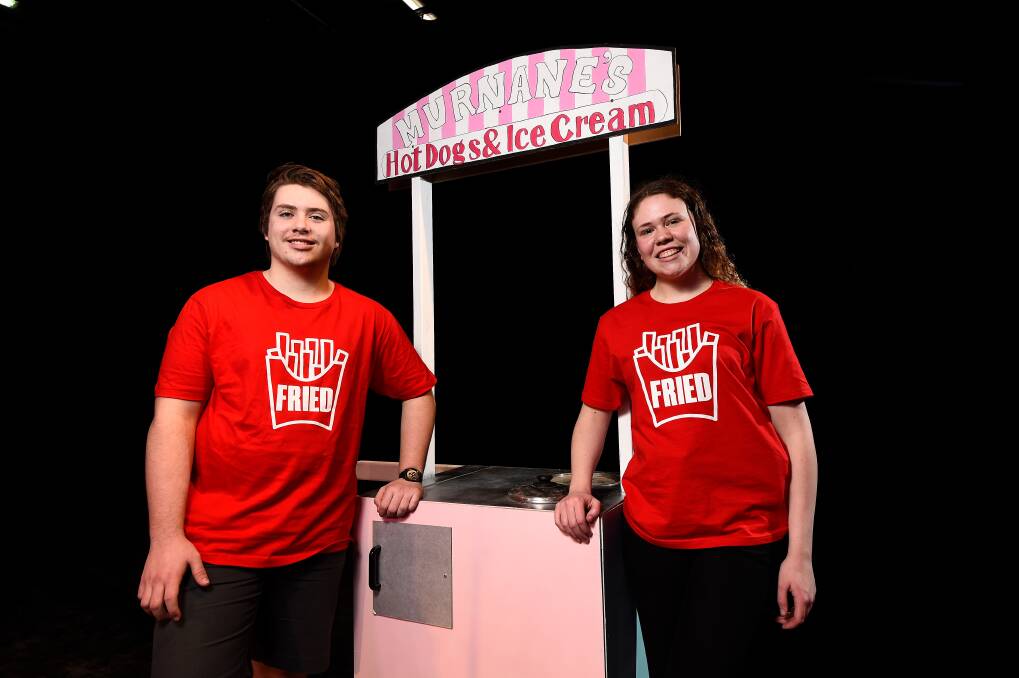 FRIED: Year 12 students Jacob Ryan and Karli Drew in the Mount Rowan Secondary College production of musical Fried at the schools new auditorium/theatre space. Picture: Adam Trafford