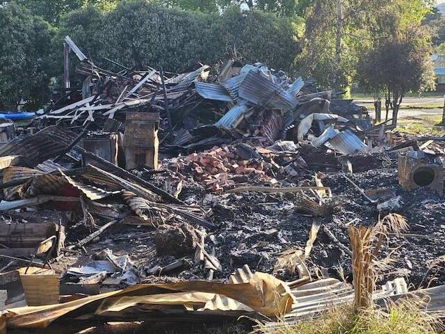 A twisted pile of charred building material is all that is left of the Learmonth home that caught fire on Christmas Day. Picture supplied