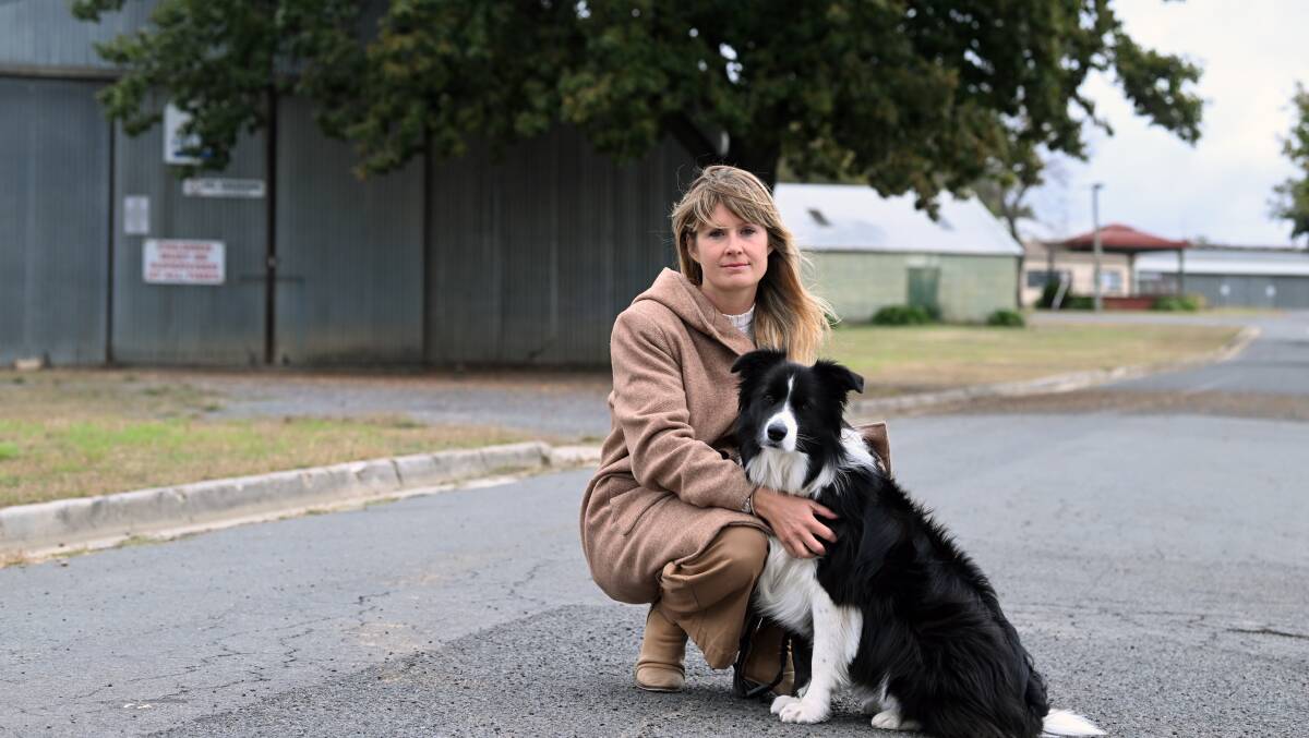 Ballarat Agricultural and Pastoral Society event coordinator Jackie Kalogerakis with Luna following the announcement that the 2024 Ballarat Show will not go ahead. Picture by Kate Healy