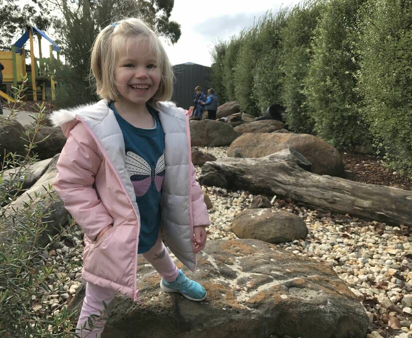 FUN FOR EVERYONE: Holly, 4, plays outside at Miners Rest Kindergarten which received a state government inclusiveness grant to buy new equipment to ensure all children, including those with special needs, can get the most out of kinder. Picture: Michelle Smith