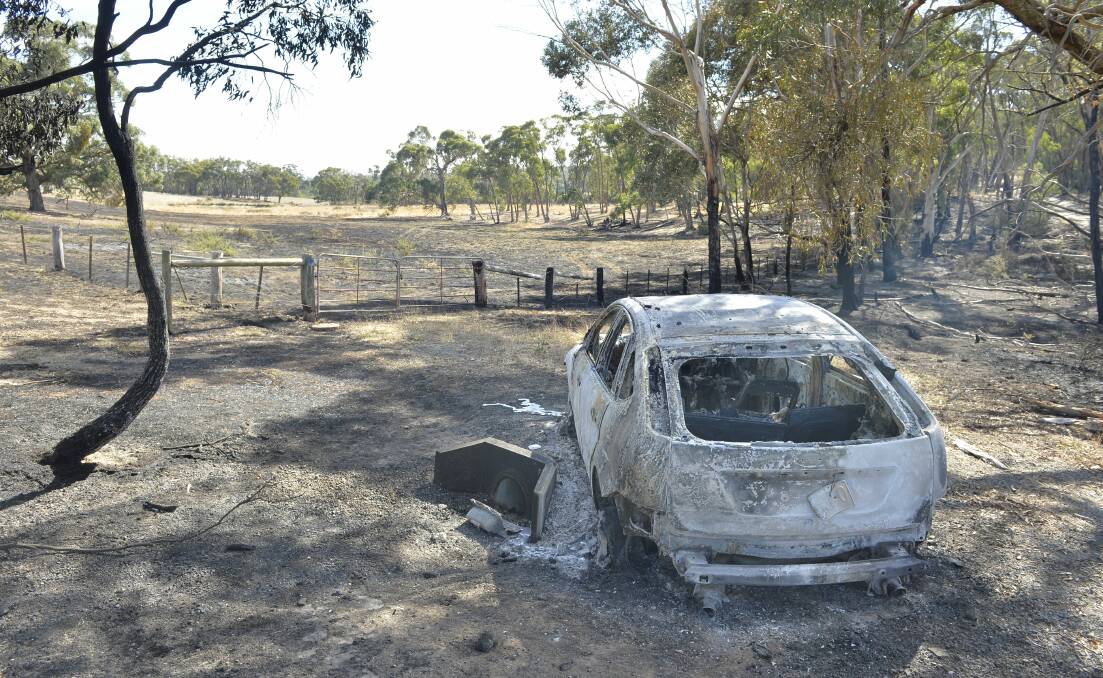 TORCHED: The aftermath of a car fire at Slatey Creek Rd, Invermay, which burned about five acres of grassland. Picture: Adam Trafford 