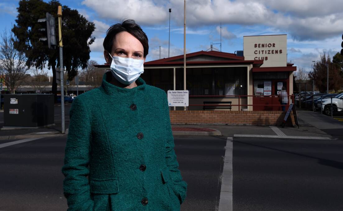 TESTING TIMES: Member for Western Victoria Jaala Pulford outside the COVID-19 testing clinic at the Ballarat Senior Citizens Club in Little Bridge Street. Picture: Adam Trafford