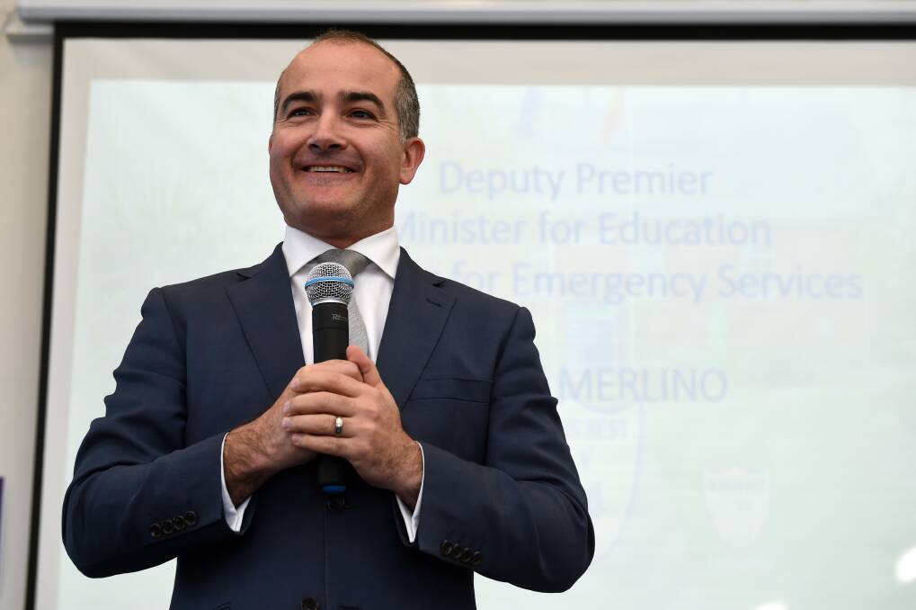 HELPING HAND: Education minister James Merlino on a recent visit to Ballarat. Picture: Kate Healy