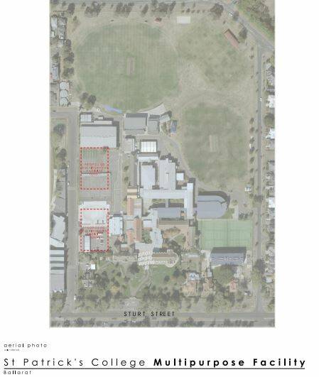 PLAN: There are two options for the location of St Patrick's College's new multi-purpose centre on Wanliss Road. Picture: supplied