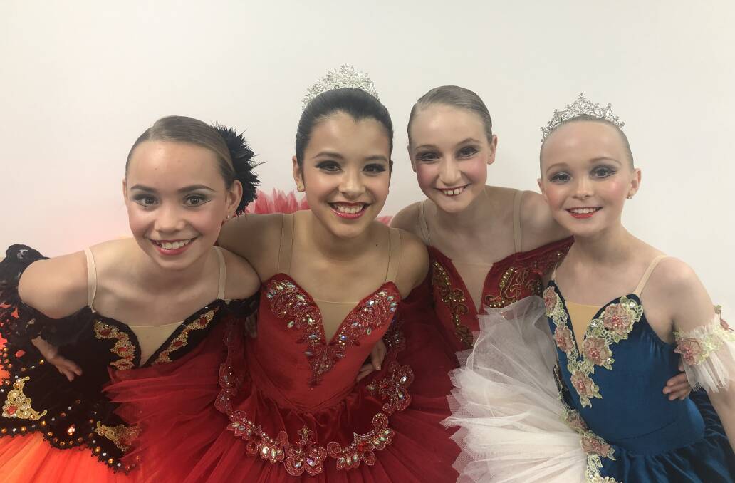 BACK ON STAGE: Kitty, Mahlee, Isabel and Elle from Dance School of Distinction can't wait to get back to the studio for class. Picture: supplied