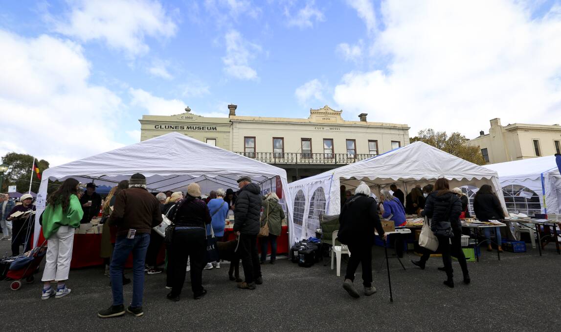 SALES: Marquees in the main street of Clunes housing book sellers from across Australia. Picture: Luke Hemer